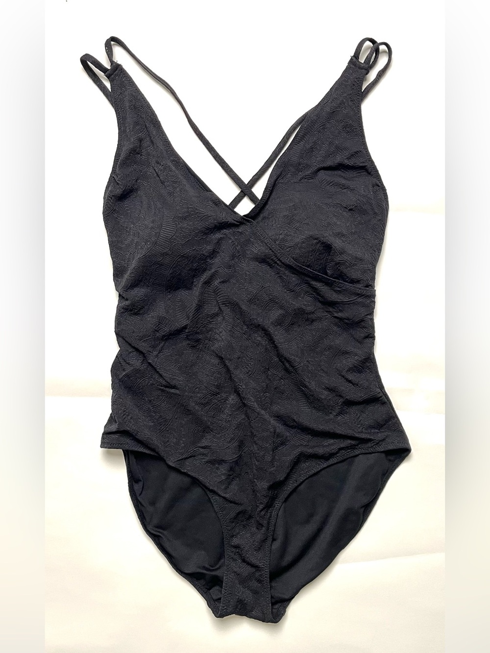 Tropical Escape Black Textured One-Piece